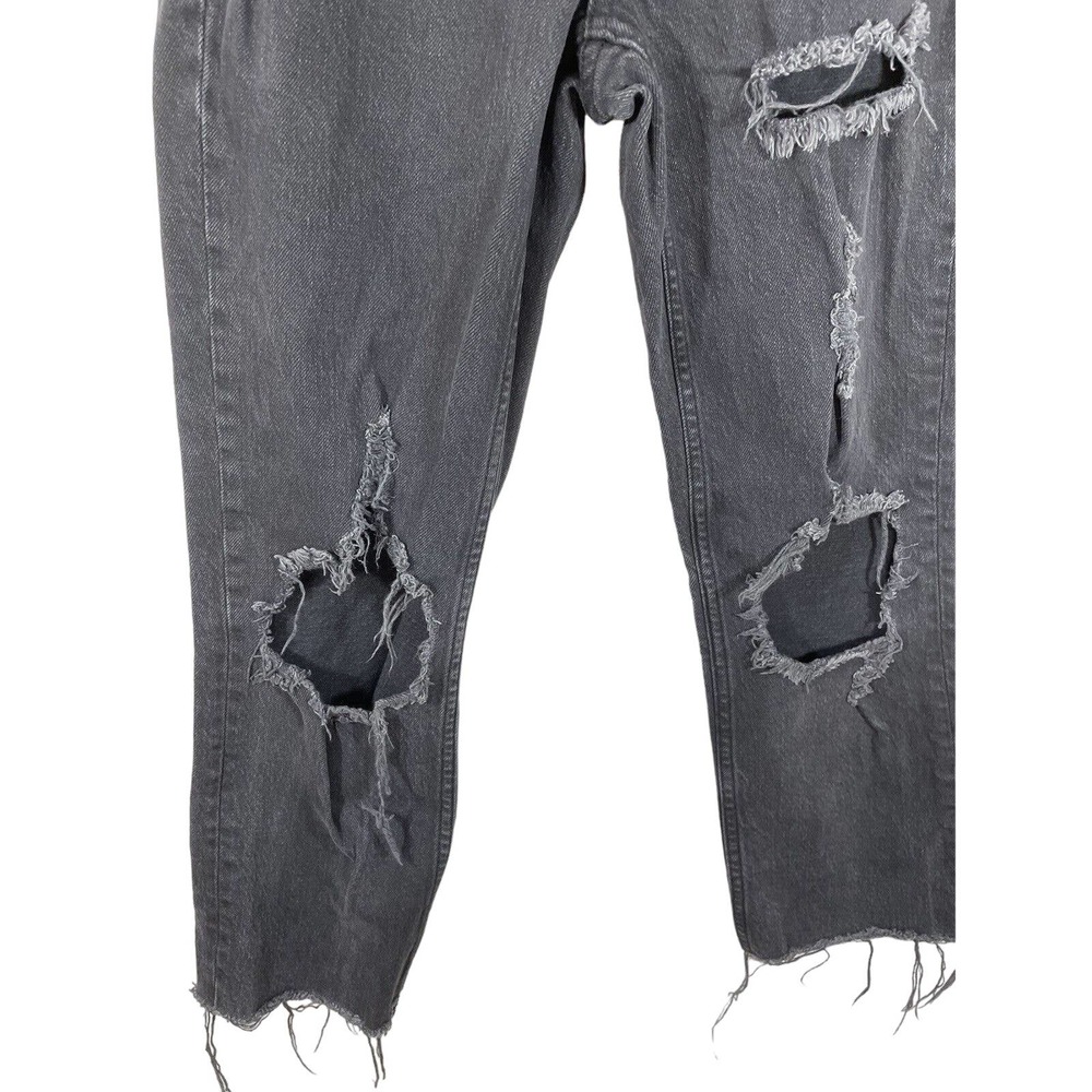Topshop Ripped Destroyed Faded Black Straight Leg Jeans - Picture 5 of 9
